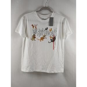 Disney‎ Aristocats Short Sleeve Graphic TShirt XS White Casual Pullover Crew Tee